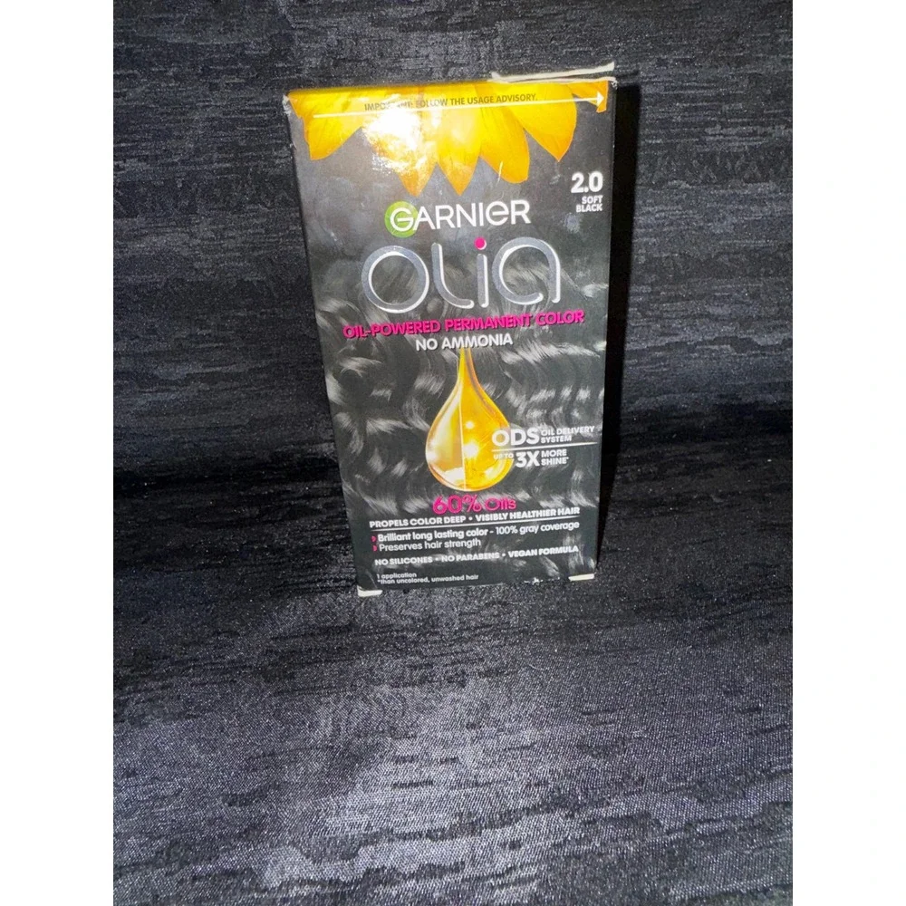 New Garnier Olia 2.0 Soft Black Permanent Hair Color No Ammonia Oil Powered